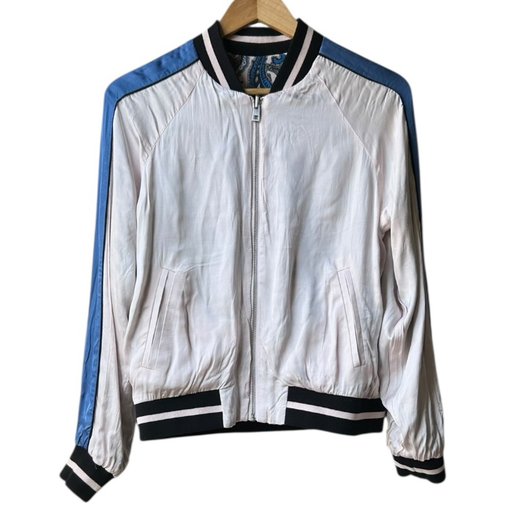 Zadig & Voltaire Pink Cream Billy Reversible Bomber Jacket Paisley Corolle Sz S - Picture 5 of 16